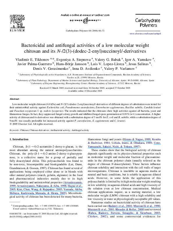 (PDF) Bactericidal and antifungal activities of a low molecular weight ...