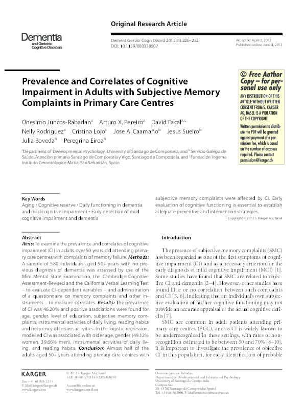 (PDF) Prevalence and Correlates of Cognitive Impairment among the ...