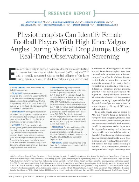 (PDF) A simple clinical screening test can identify elite female