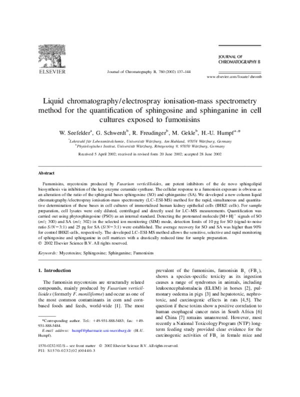 (PDF) Liquid chromatography–electrospray ionisation mass spectrometry ...