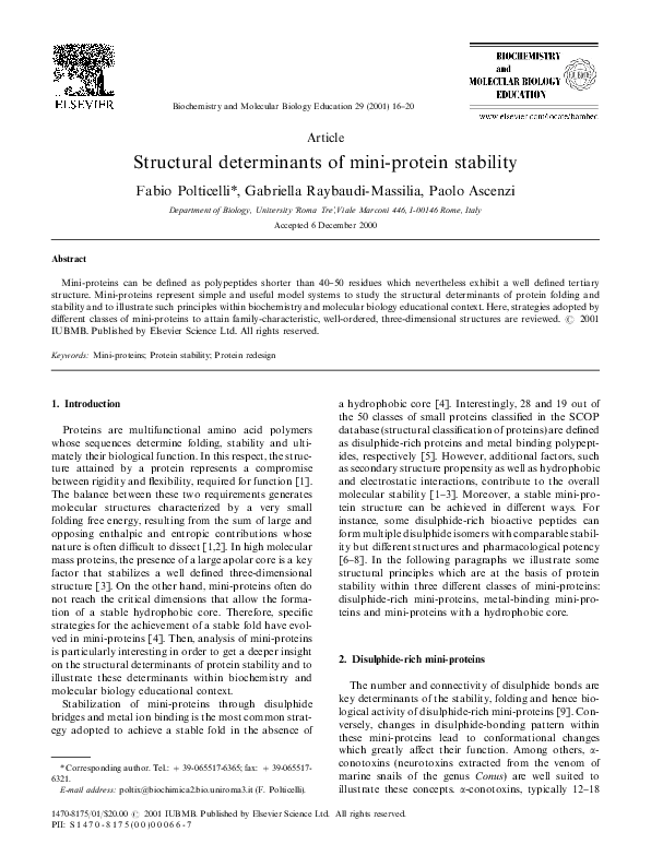 (PDF) Structural determinants of mini-protein stability