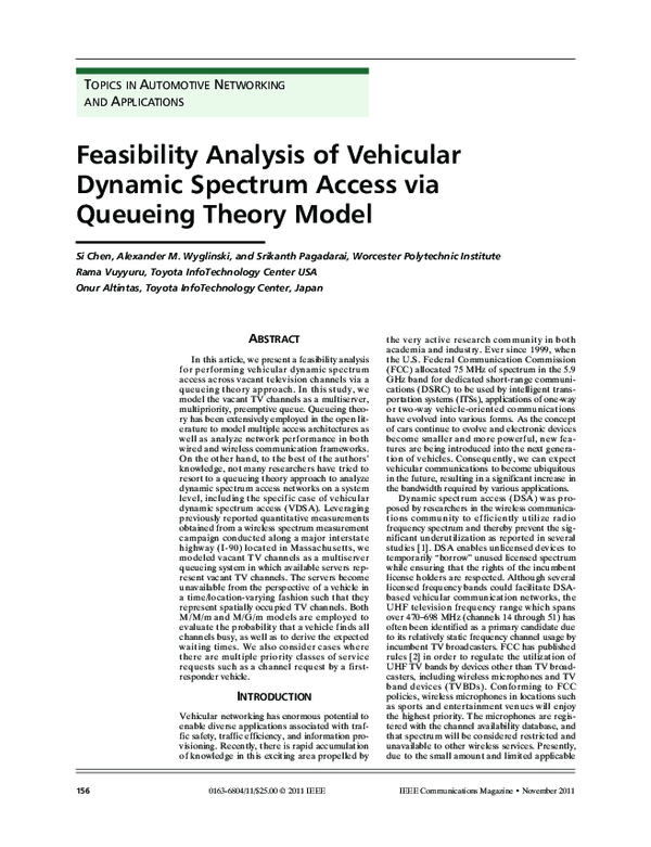 (PDF) Feasibility analysis of vehicular dynamic spectrum access via ...