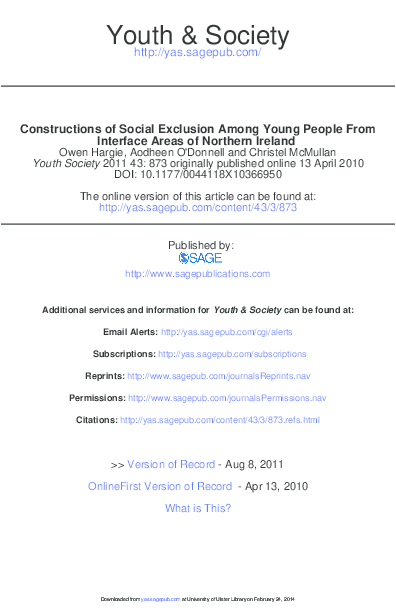 (PDF) Constructions of Social Exclusion Among Young People From ...