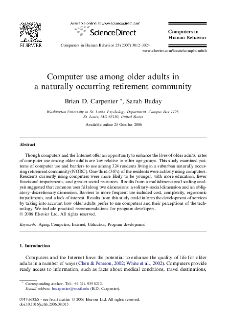 (PDF) Computer use among older adults in a naturally occurring ...