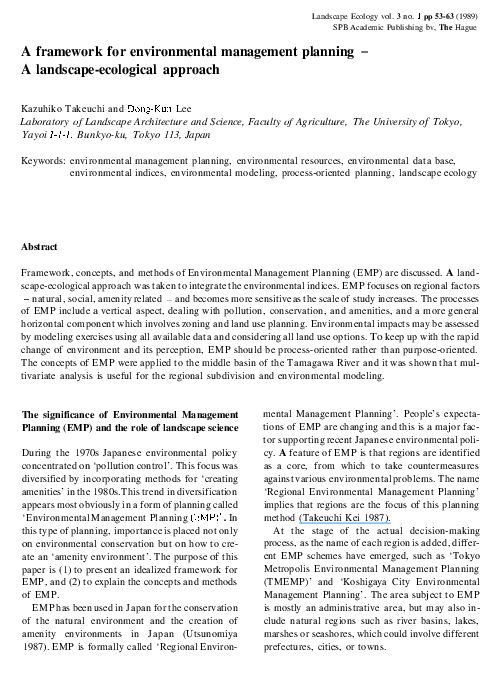 (PDF) A framework for environmental management planning — A landscape ...