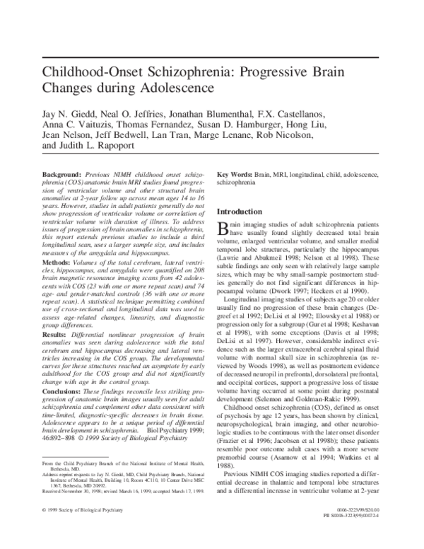 (PDF) Childhood-onset schizophrenia: progressive brain changes during ...