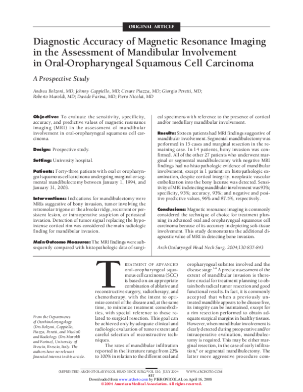 (PDF) Diagnostic Accuracy of Magnetic Resonance Imaging in the ...