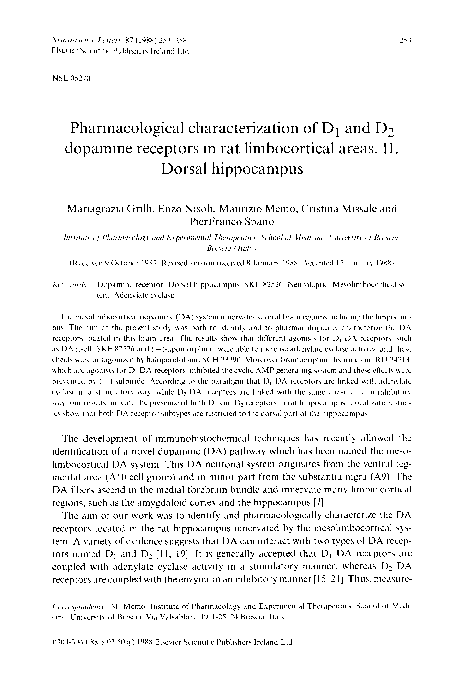 (PDF) Pharmacological characterization of D1 and D2 dopamine receptors ...