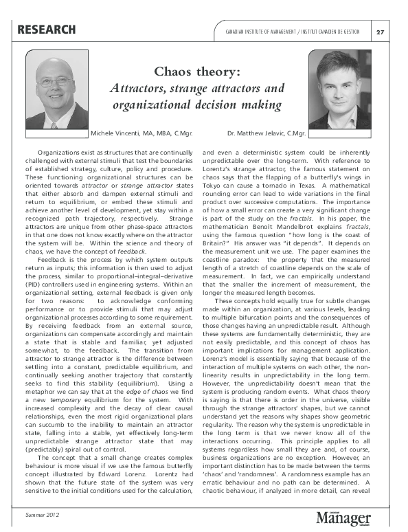 (PDF) Chaos theory: Attractors, strange attractors and organizational ...