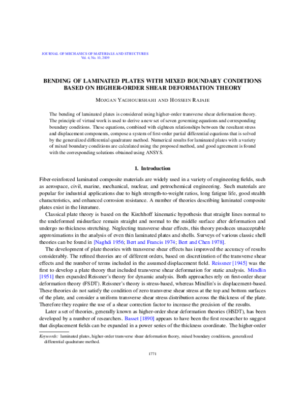 (PDF) Bending of laminated plates with mixed boundary conditions based ...