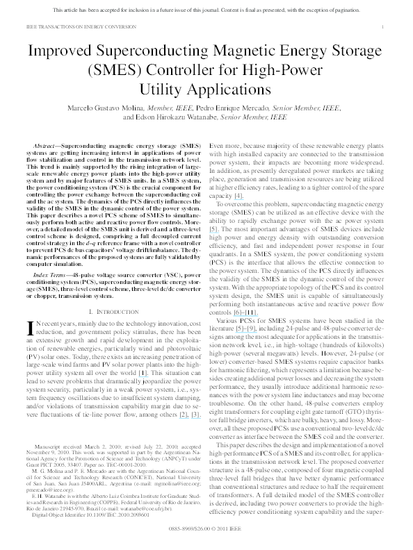 (PDF) Improved Superconducting Energy Storage (SMES) Controller for HighPower Utility