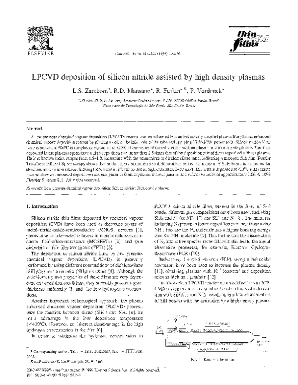 (PDF) LPCVD deposition of silicon nitride assisted by high density plasmas