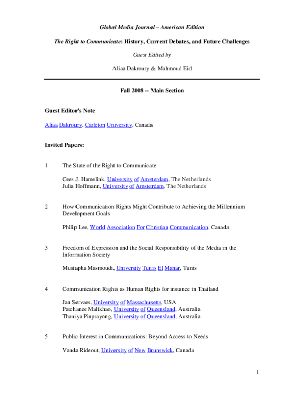 (PDF) The Right to Communicate