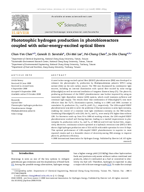 (PDF) Phototrophic hydrogen production in photobioreactors coupled with ...