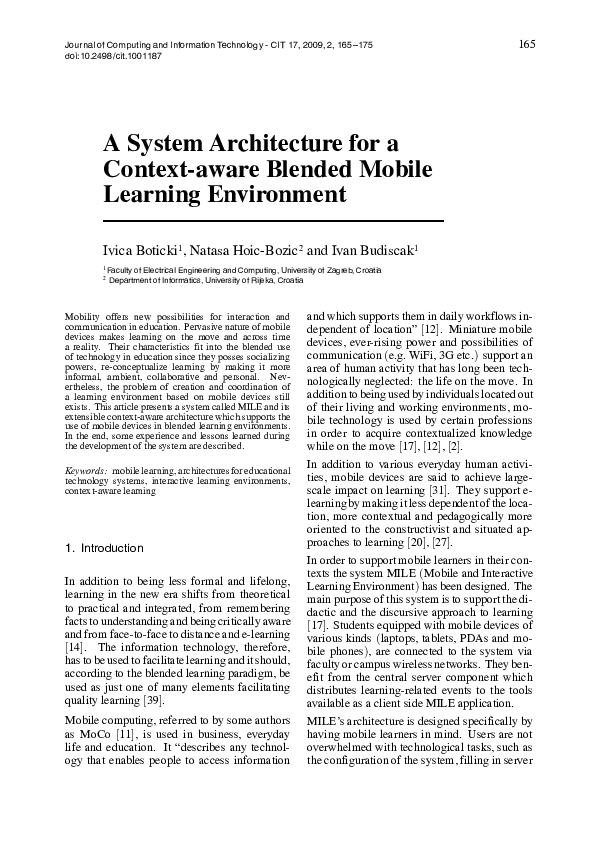(PDF) A system architecture for a context - aware blended mobile ...