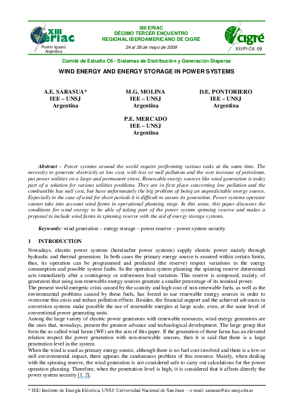 (PDF) Wind Energy and Energy Storage in Power Systems