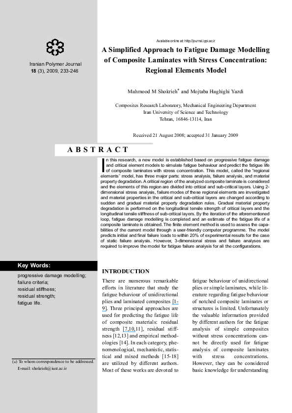 (PDF) A Simplified Approach to Fatigue Damage Modelling of Composite ...