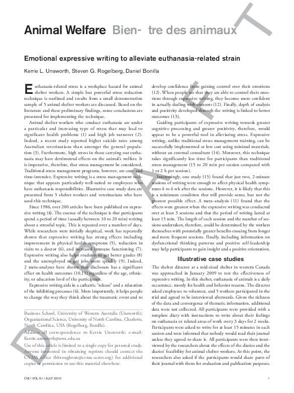 (PDF) Emotional expressive writing to alleviate euthanasia-related stress