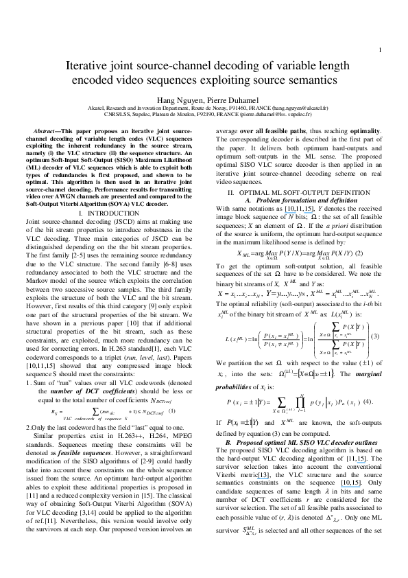 (PDF) Iterative joint source-channel decoding of variable length ...