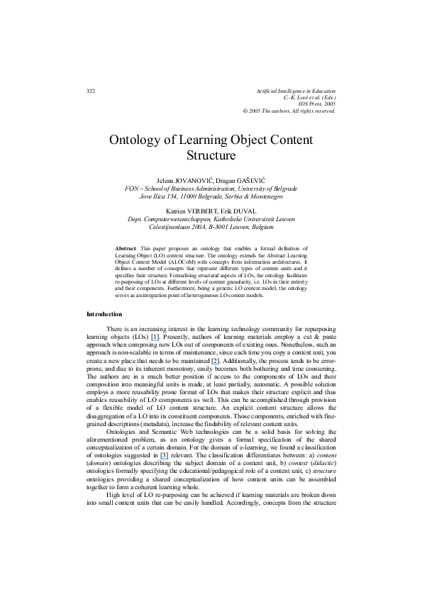 (PDF) Ontology of Learning Object Content Structure