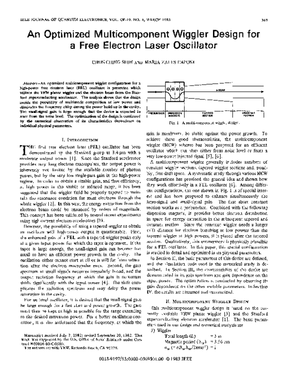 (PDF) An optimized multicomponent wiggler design for a free electron ...