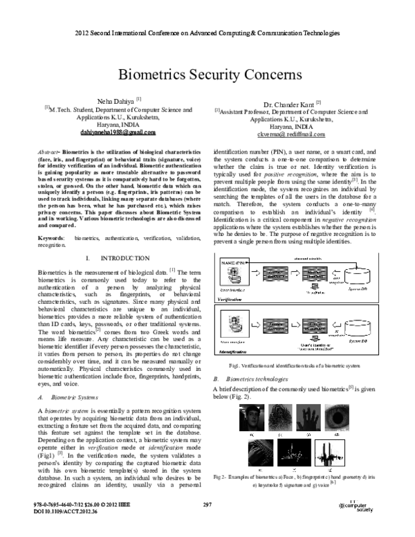 (PDF) Biometrics Security Concerns neha dahiya Academia.edu