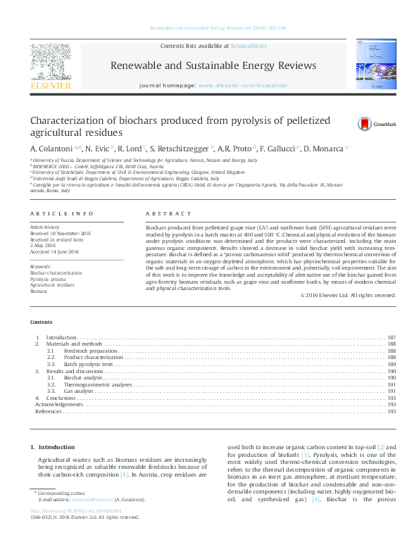 (PDF) Characterization of biochars produced from pyrolysis of ...