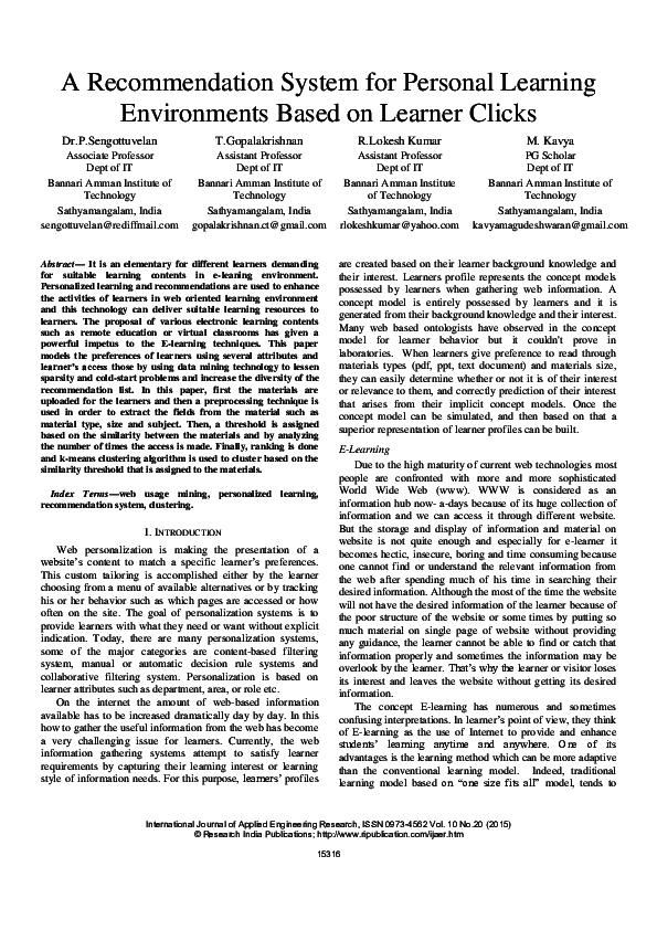 (PDF) A Recommendation System for Personal Learning Environments Based ...