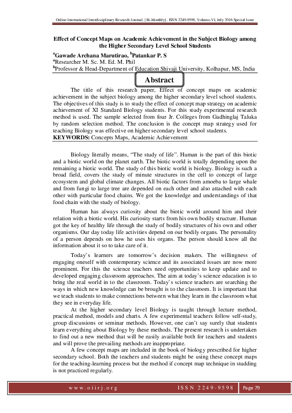 (PDF) Effect of Concept Maps on Academic Achievement in the Subject ...