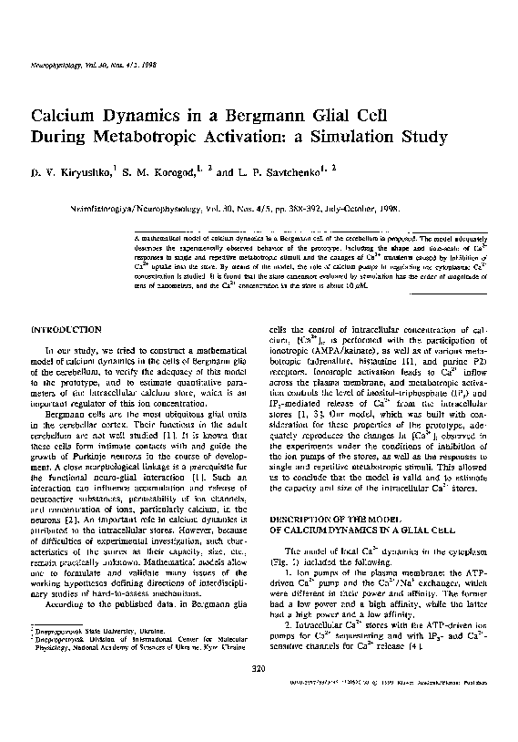 (PDF) Calcium dynamics in a bergmann glial cell during metabotropic ...