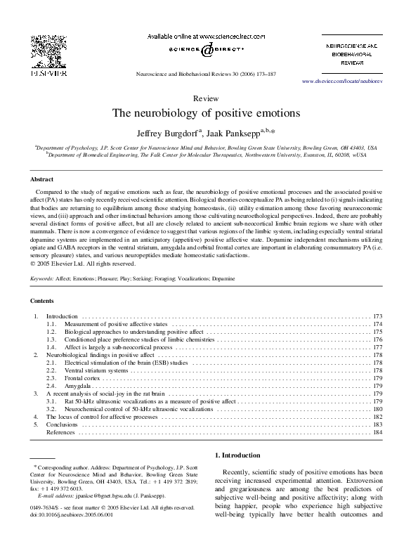 (PDF) The neurobiology of positive emotions