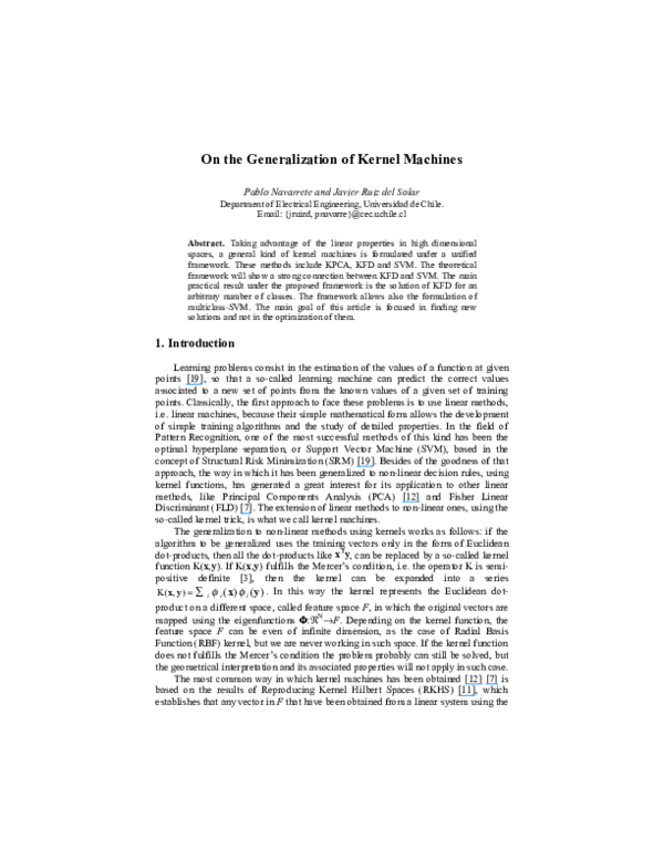 (PDF) On the Generalization of Kernel Machines