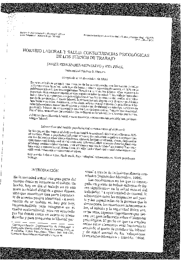 (PDF) Horario laboral y salud consecuencias psicológicas de los