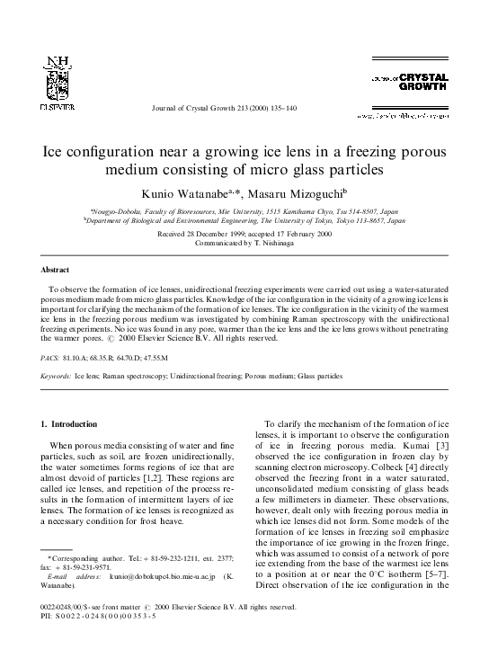 (PDF) Ice configuration near a growing ice lens in a freezing porous ...