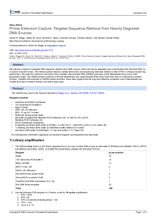 (PDF) Primer Extension Capture Targeted Sequence Retrieval from