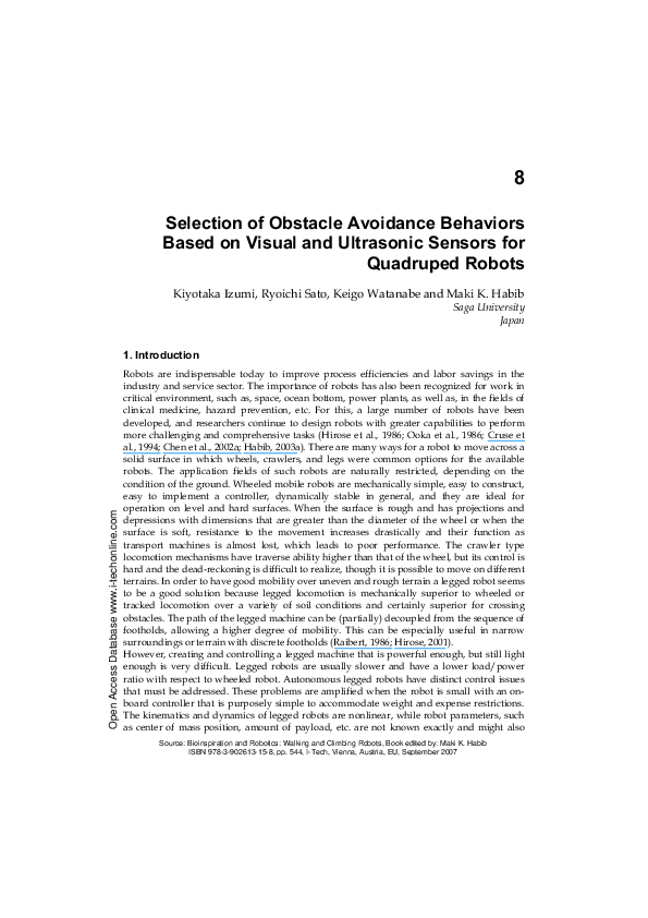 (PDF) Selection of Obstacle Avoidance Behaviors Based on Visual and ...