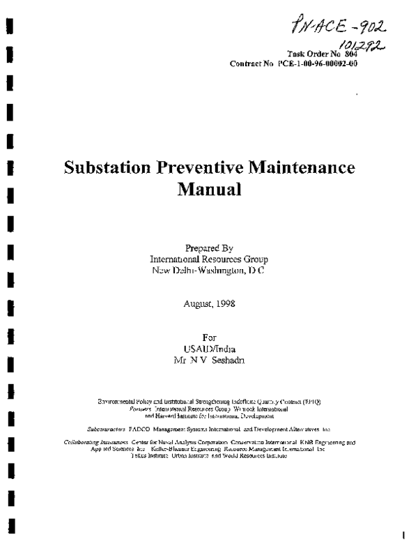 (PDF) Substation Preventive Maintenance Manual Prepared By