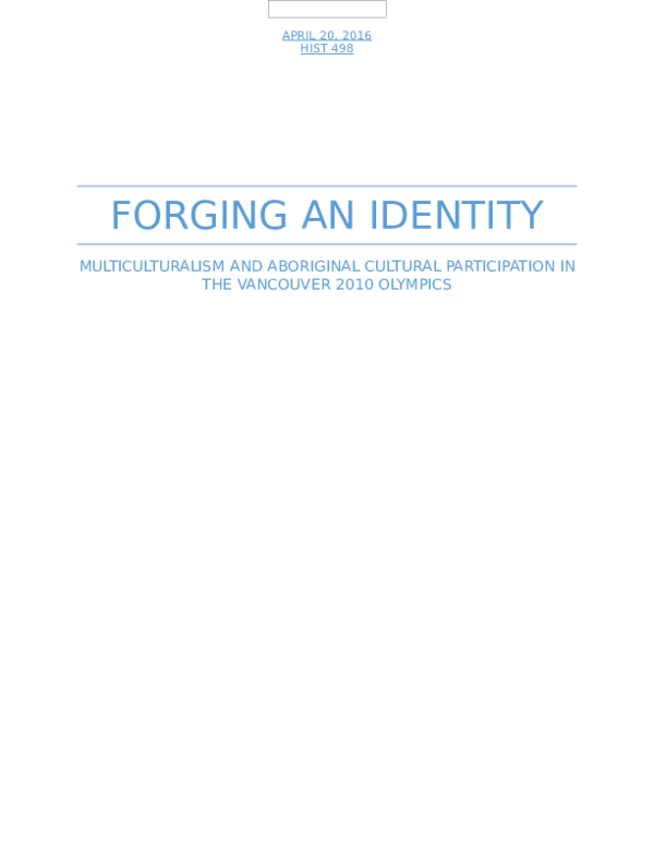 (DOC) Forging an Identity: Multiculturalism and Aboriginal Cultural ...