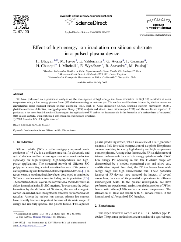 (PDF) Effect of high energy ion irradiation on silicon substrate in a ...