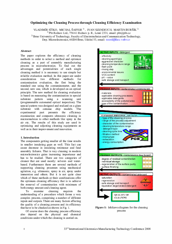 (PDF) Optimizing the cleaning process through cleaning efficiency ...