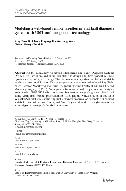 (PDF) Modeling a web-based remote monitoring and fault diagnosis system ...