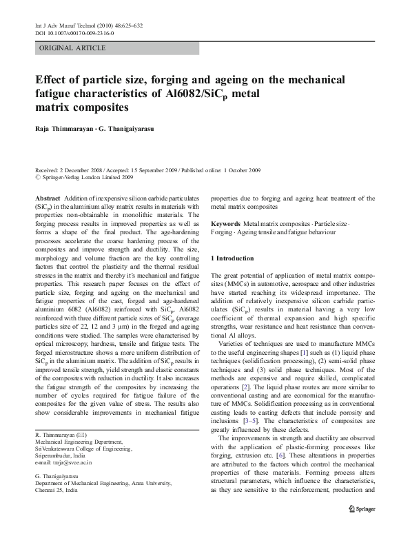 (PDF) Effect of particle size, forging and ageing on the mechanical ...