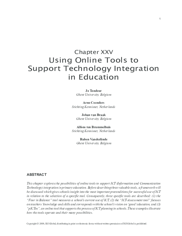 (PDF) USING ONLINE TOOLS TO SUPPORT TECHNOLOGY INTEGRATION IN EDUCATION
