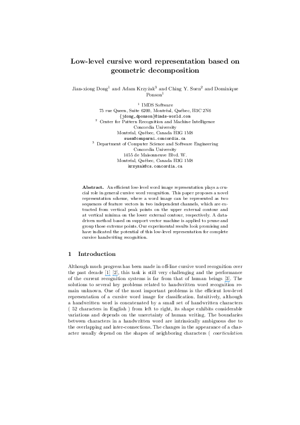 (PDF) Low-Level Cursive Word Representation Based on Geometric ...