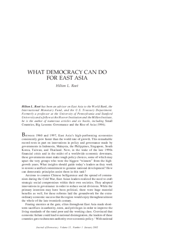 (PDF) What Democracy Can Do for East Asia