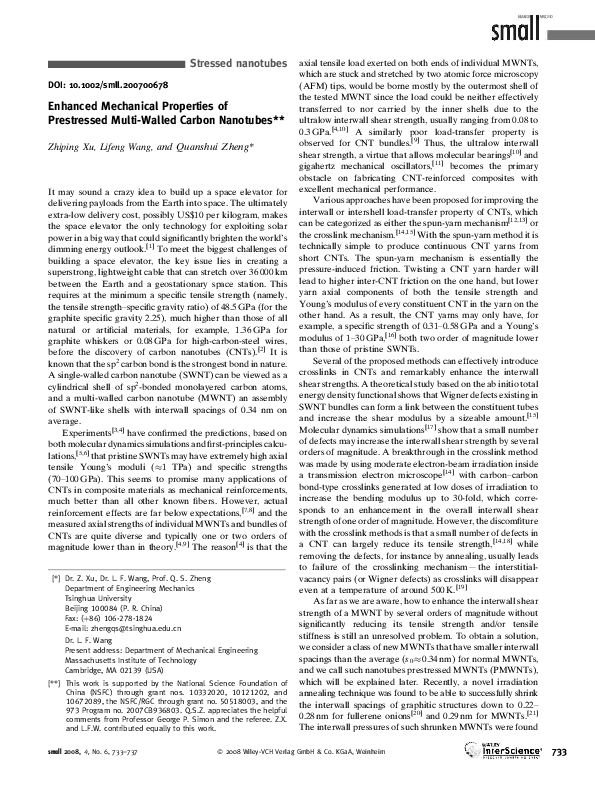(PDF) Enhanced Mechanical Properties of Prestressed Multi-Walled Carbon ...