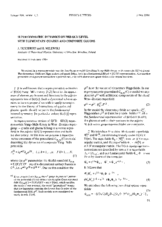  PDF Supersymmetric Dynamics On Pre QCD Level With Elementary Quarks 