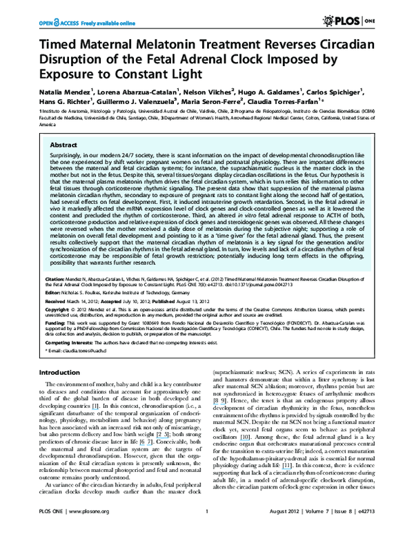 (PDF) Timed Maternal Melatonin Treatment Reverses Circadian Disruption ...