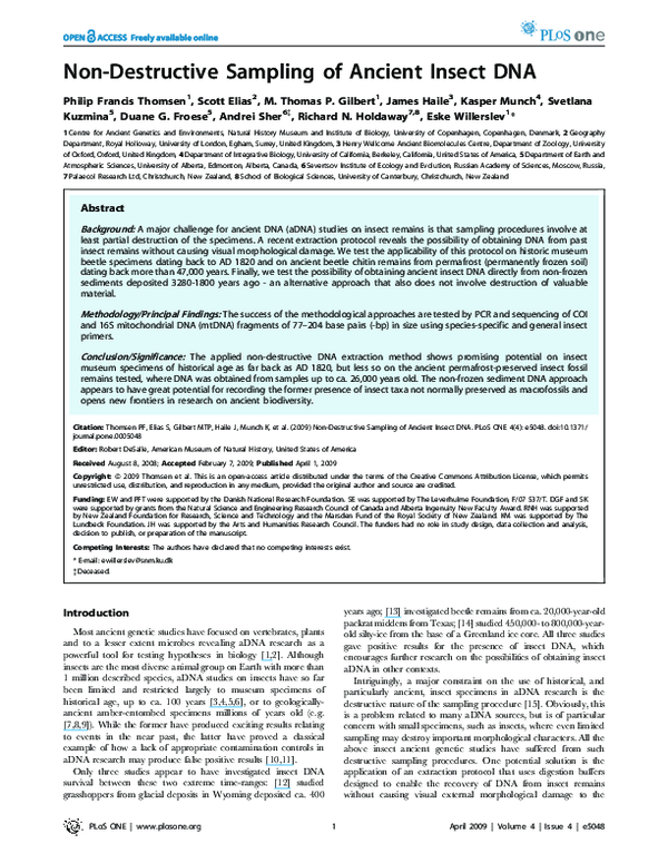 (PDF) Non-Destructive Sampling of Ancient Insect DNA