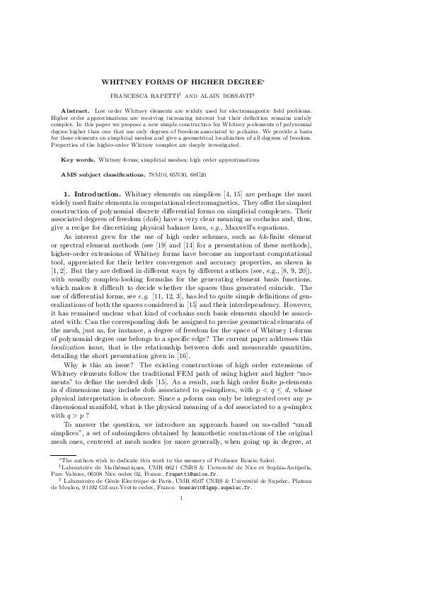 (PDF) Whitney Forms of Higher Degree